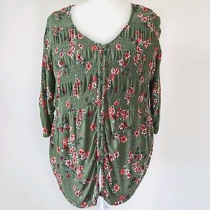 Torrid 3/4 olive top